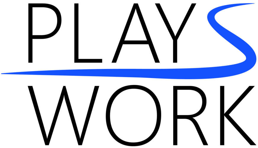 Playswork logo blå